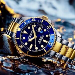Stührling Blue and Gold Dive Watch